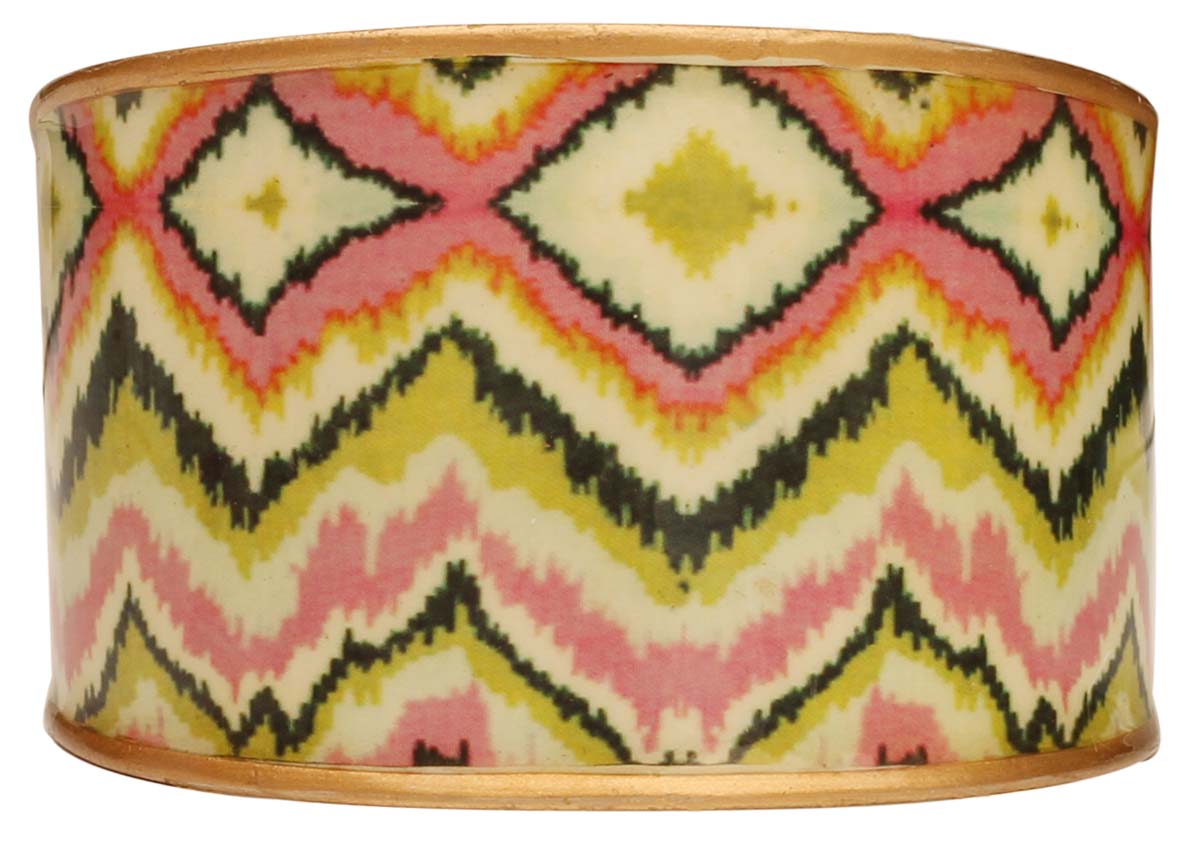 2.6” Brass Cuff Bracelet with Colorful Abstract Pattern - Antique-Look Accessories / Jewelry / Gifts for Her - Buy in Bulk Wholesale